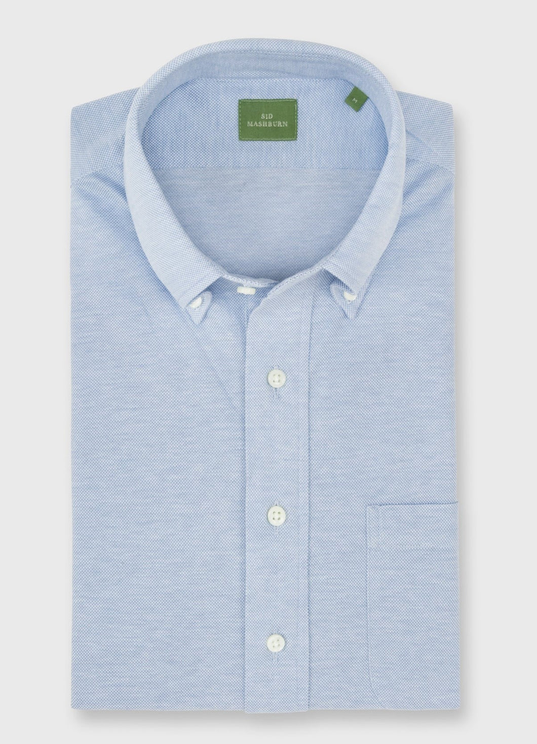 Sid Mashburn Knit Button-Down Popover Shirt in Sky Blue Oxford Pique