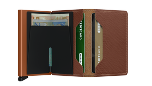 Secrid Slim Saffiano Wallet in Caramel