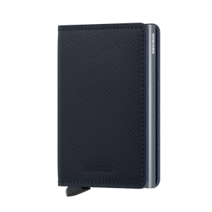 Secrid Slim Saffiano Wallet in Navy
