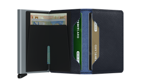 Secrid Slim Saffiano Wallet in Navy
