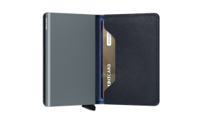 Secrid Slim Saffiano Wallet in Navy