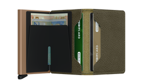 Secrid Slim Saffiano Wallet in Olive